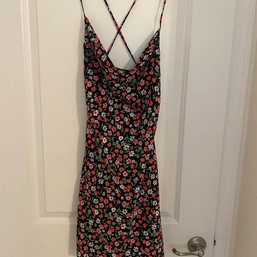 Princess Polly celena black floral backless mini dress